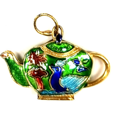 ENAMEL TEAPOT 27X28MM GREEN